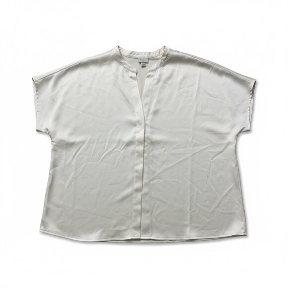 A New Day Womens Cream Short-Sleeve Button-Up Shirt Blouse Size Large - Picture 4 of 8